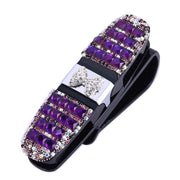 rhinestone flower car sunglass holder, view 4 - MRSLM