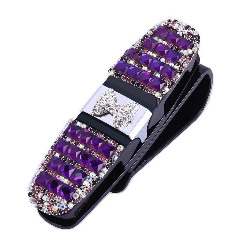rhinestone flower car sunglass holder, view 4 - MRSLM