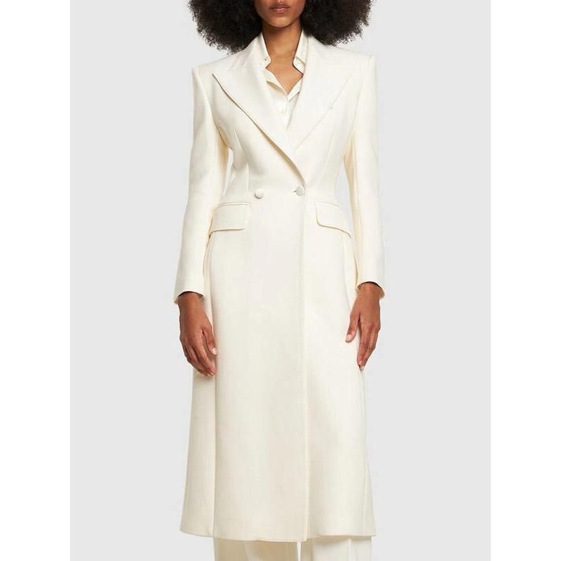mid-length double breasted blazer coat, view 3 - MRSLM