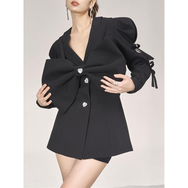 women's blazer with diamond bow, view 4 - MRSLM
