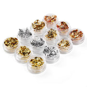 12 pot gold silver nail art glitter foil set, view 6 - MRSLM