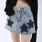 star patched denim mini skirt - MRSLM