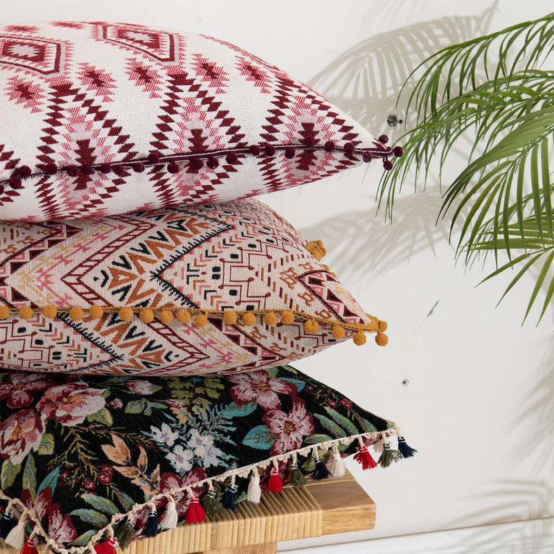 moroccan boho tassel cushion covers, view 11 - MRSLM