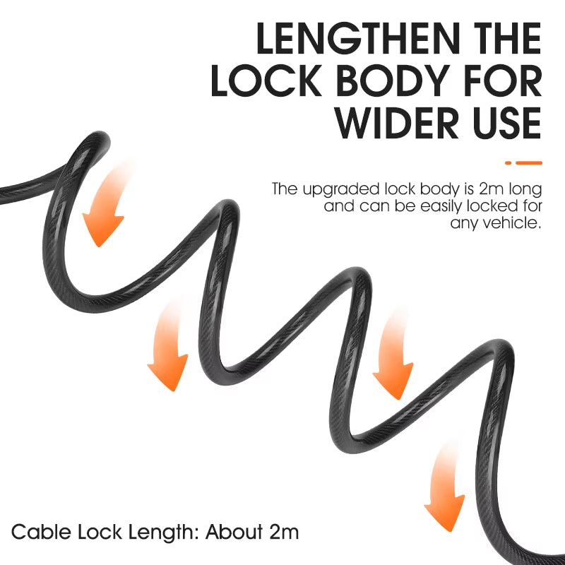 coiling bike cable lock with password, view 7 - MRSLM