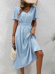 small floral print short sleeve dress, view 6 - MRSLM