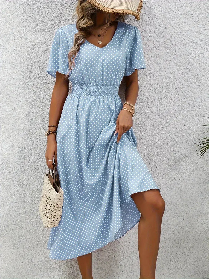 small floral print short sleeve dress, view 6 - MRSLM