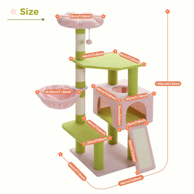 multi-level cat tree with hammock, view 9 - MRSLM