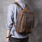retro leather backpack, view 4 - MRSLM