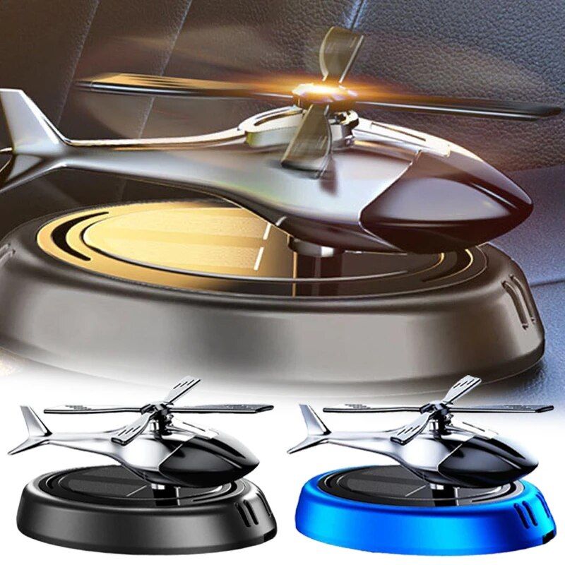 Solar-Powered Helicopter Car Air Freshener: Rotating Aroma Diffuser in 3 Elegant Colors