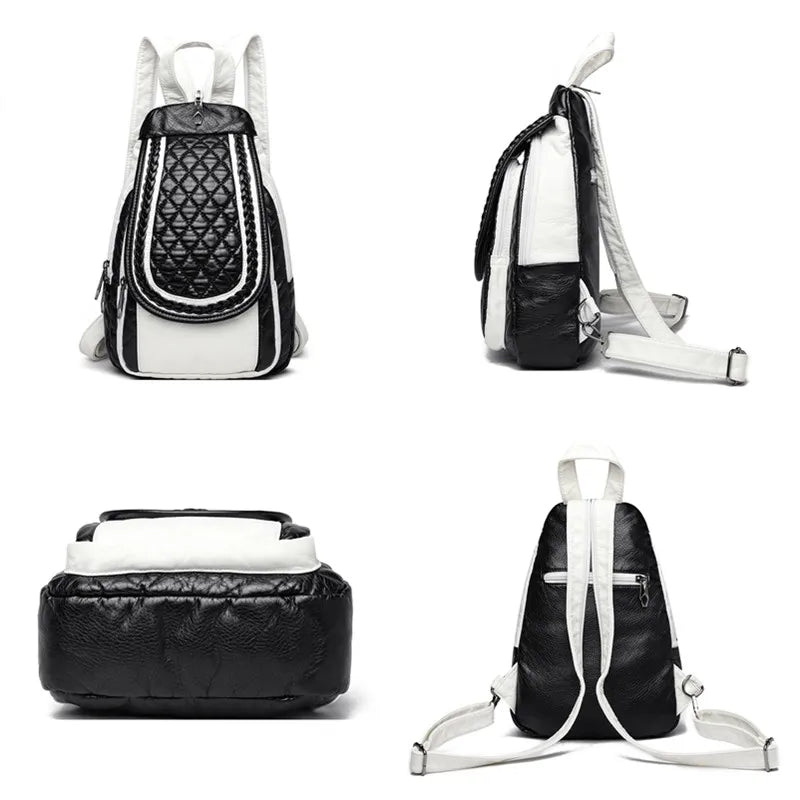 Women's vintage PU leather backpack, view 8 - MRSLM