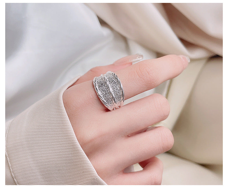 S925 Sterling Silver Simple Minimalist Concave-convex Texture Ring