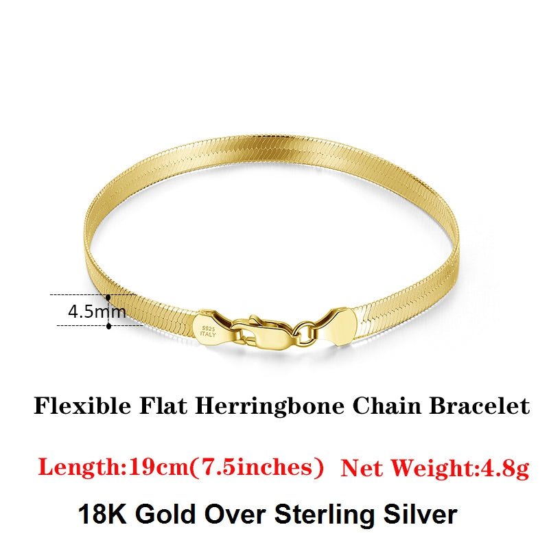 s925 silver flat snake bracelet, view 5 - MRSLM