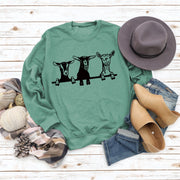 cute alpaca print crew neck sweatshirt, view 4 - MRSLM