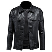 men's lapel pu leather coat, view 5 - MRSLM