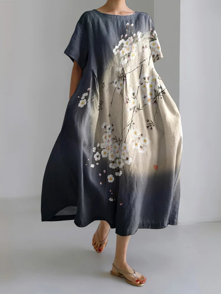 women's printed short-sleeved dress, view 12 - MRSLM