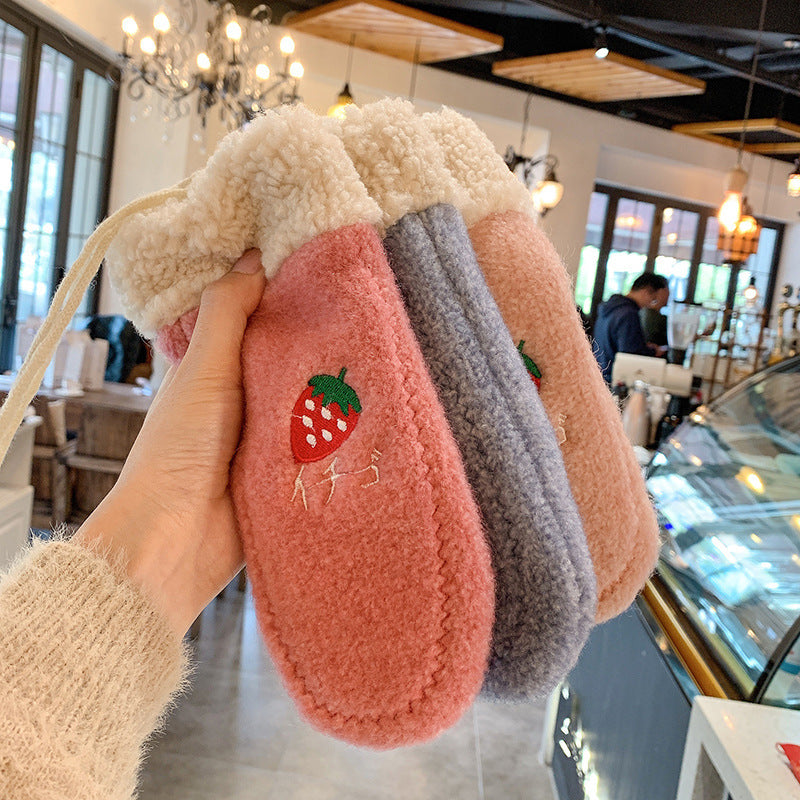 women's strawberry plus velvet cycling gloves, view 6 - MRSLM