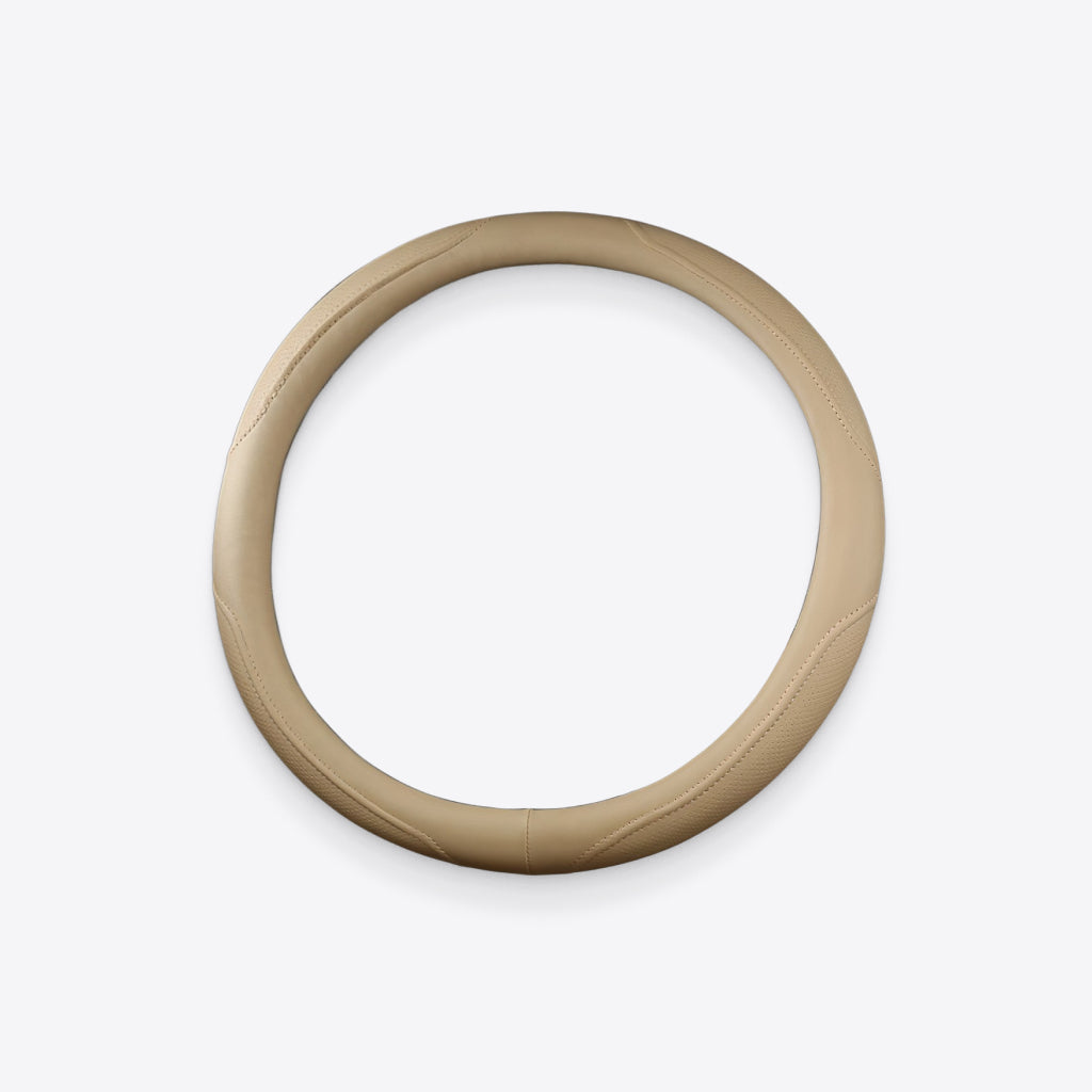 Beige Polyurethane Leather Steering Wheel Wrap