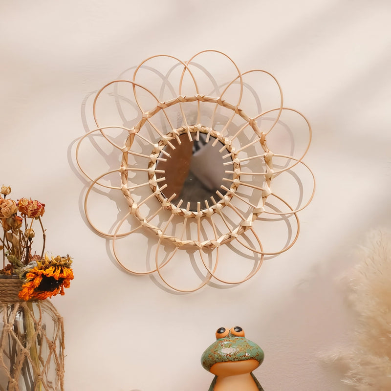 handmade rattan wall mirror - MRSLM