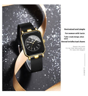 Women's silicone band rectangular quartz watch, view 7 - MRSLM
