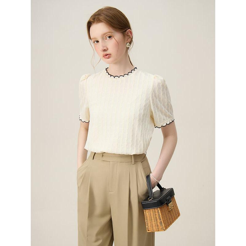 lace neckline knitted top, view 4 - MRSLM