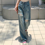 Ripped washed wide-leg jeans, view 8 - MRSLM