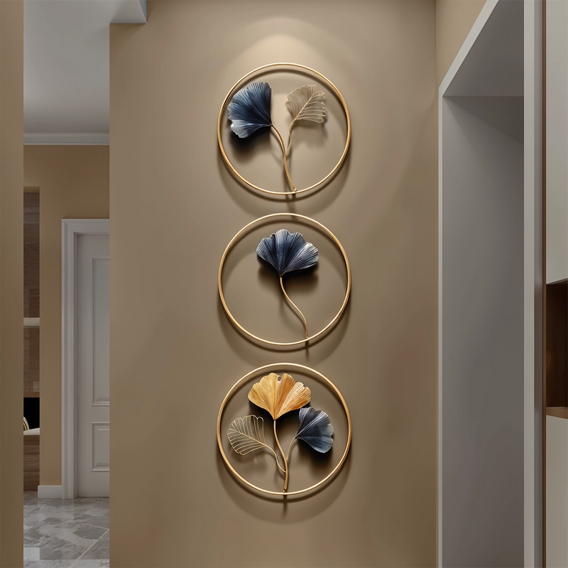 modern metal ginkgo leaf wall hanging, view 3 - MRSLM