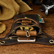 oil wax leather waist pack, view 3 - MRSLM