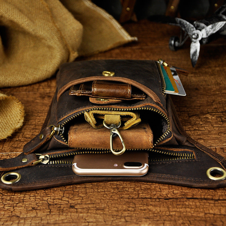 oil wax leather waist pack, view 3 - MRSLM