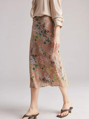 chiffon floral A-line skirt, view 2 - MRSLM