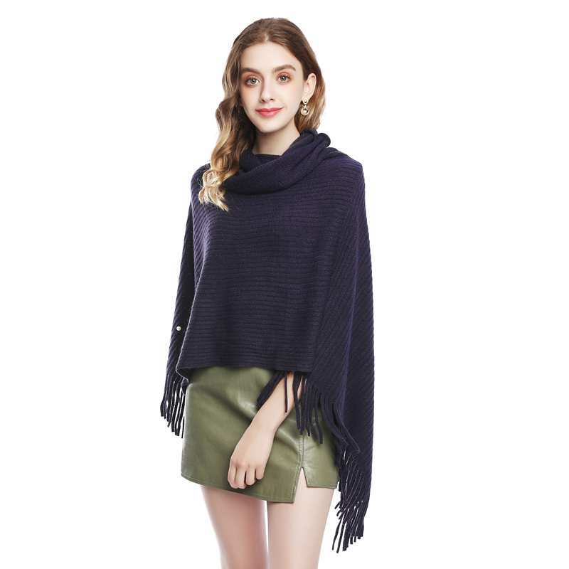 batwing tassel knit shawl, view 7 - MRSLM