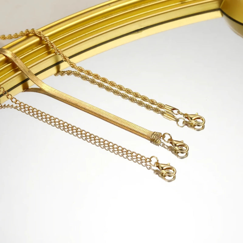 14k gold plated herringbone necklace, view 6 - MRSLM