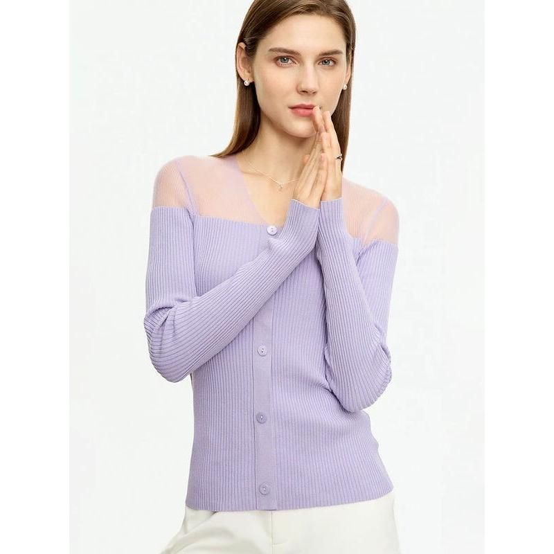 patchwork v-neck sweater, view 6 - MRSLM