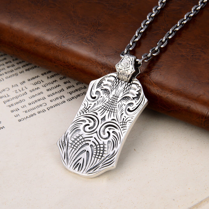 S925 Sterling Silver Thai Silver Necklace Men's Domineering Lion King Pendant