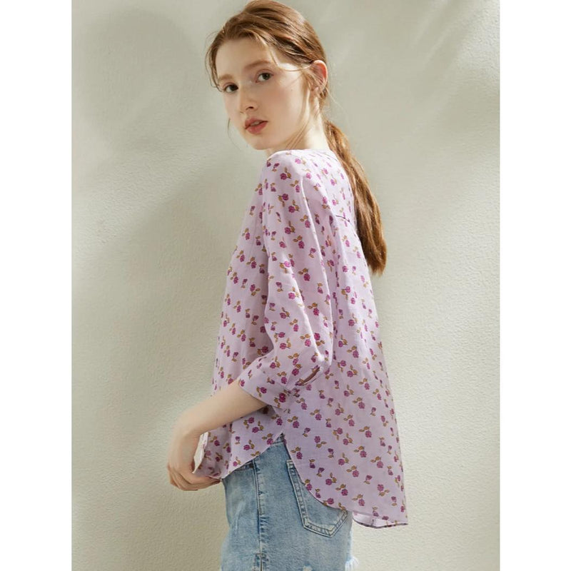 ramie floral blouse, view 12 - MRSLM