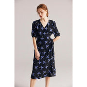 floral silk crepe de chine dress, view 2 - MRSLM