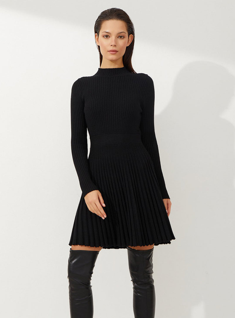 half turtleneck knitted base dress, view 7 - MRSLM