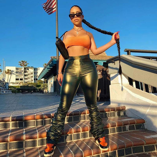 High-waisted casual stacked pants - MRSLM