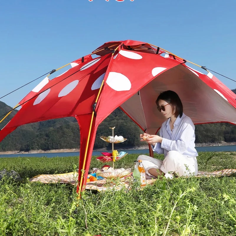 polka dot mushroom camping tent, view 5 - MRSLM