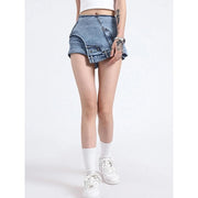 High-waist patchwork denim shorts, view 4 - MRSLM