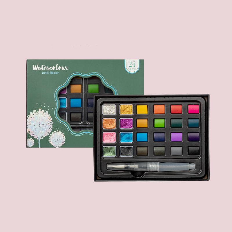 Pearlescent Solid Watercolor Paint Set – 24/36/48/88 Colors – Artist Portable Watercolor Kit