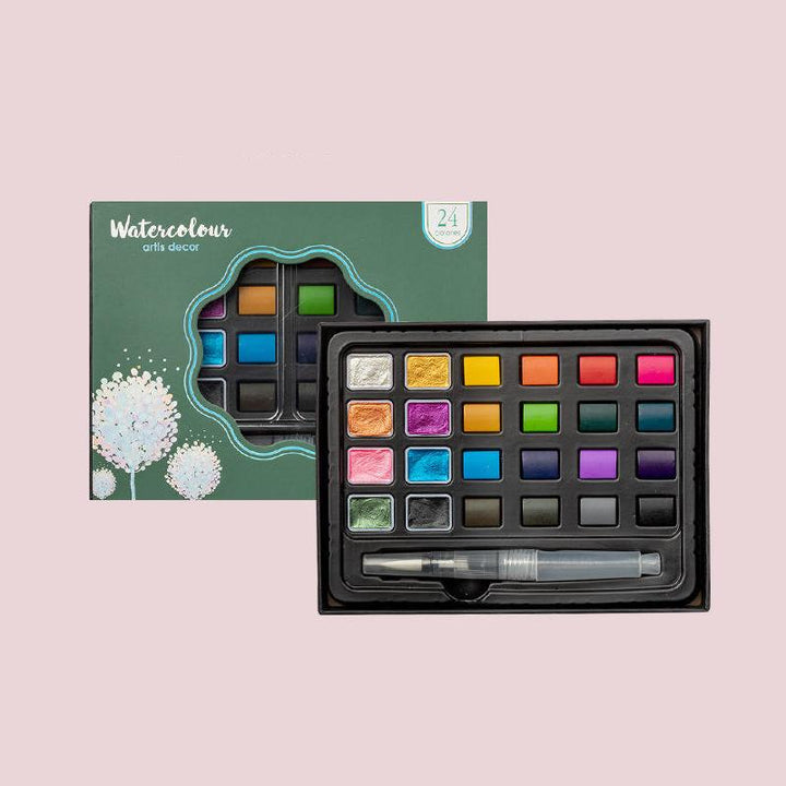 Pearlescent Solid Watercolor Paint Set – 24/36/48/88 Colors – Artist Portable Watercolor Kit