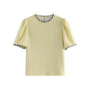 lace neckline knitted top, view 2 - MRSLM