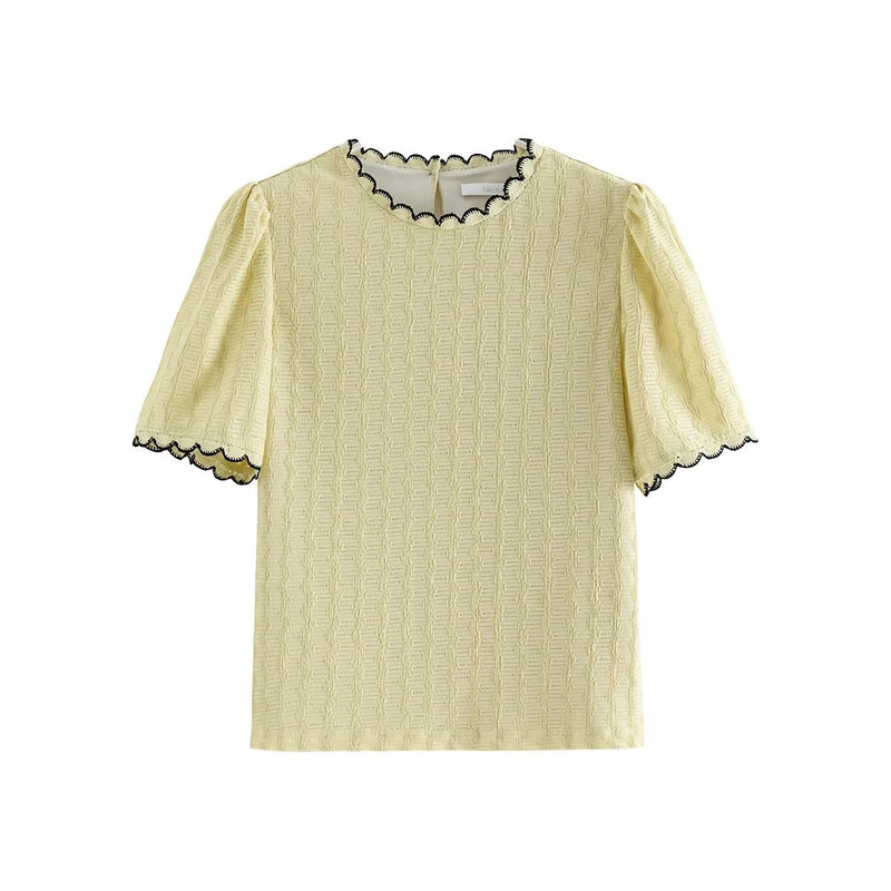 lace neckline knitted top, view 2 - MRSLM