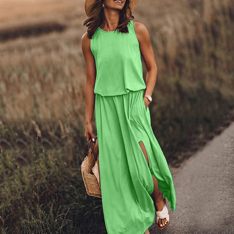 women's sleeveless split long dress, view 10 - MRSLM