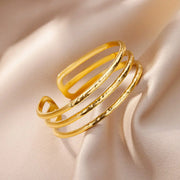 multi-layer gold stainless steel bangle bracelet, view 6 - MRSLM
