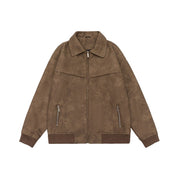 retro distressed PU leather coat, view 5 - MRSLM