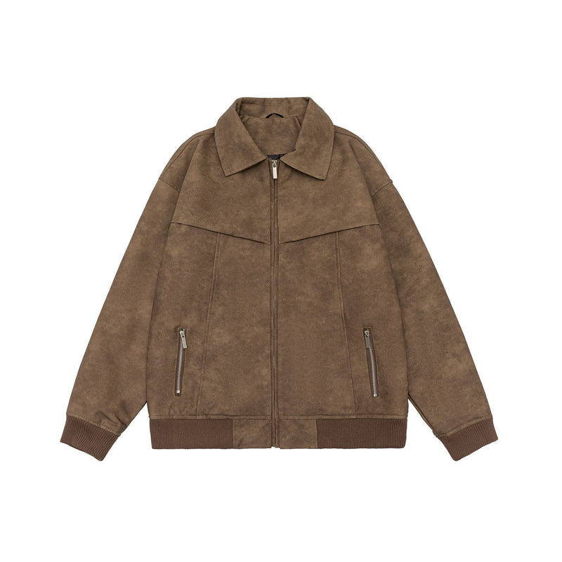 retro distressed PU leather coat, view 5 - MRSLM