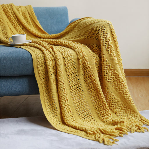 Nordic knit tassel throw blanket - MRSLM