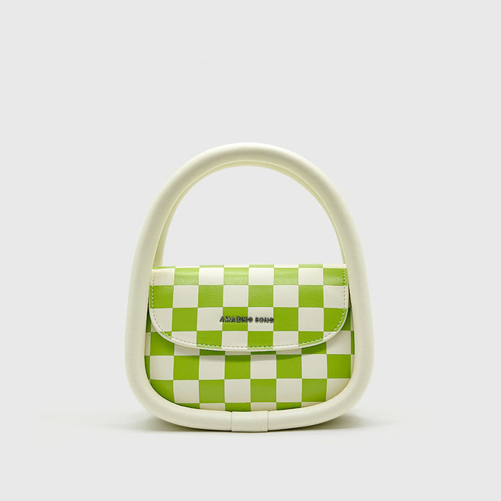 Vintage Leather Checkerboard Crossbody Bag