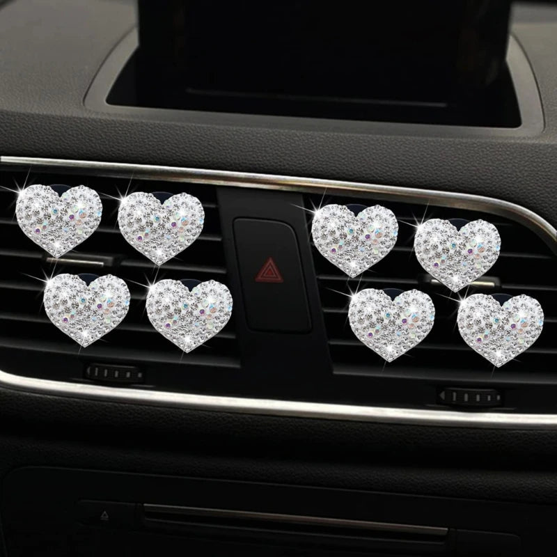 Colorful Heart-Shaped Rhinestone Car Perfume Clip